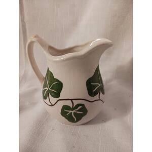 VTG Hartstone Pottery Creamer Minipitcher Beige w brown green ivy Stoneware EUC